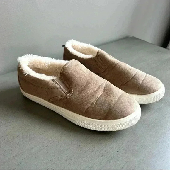 ESPRIT Slip On Sneaker Women 7.5 Paramount Neutral Tan Faux Fur Round Toe Shoe - Picture 3 of 11